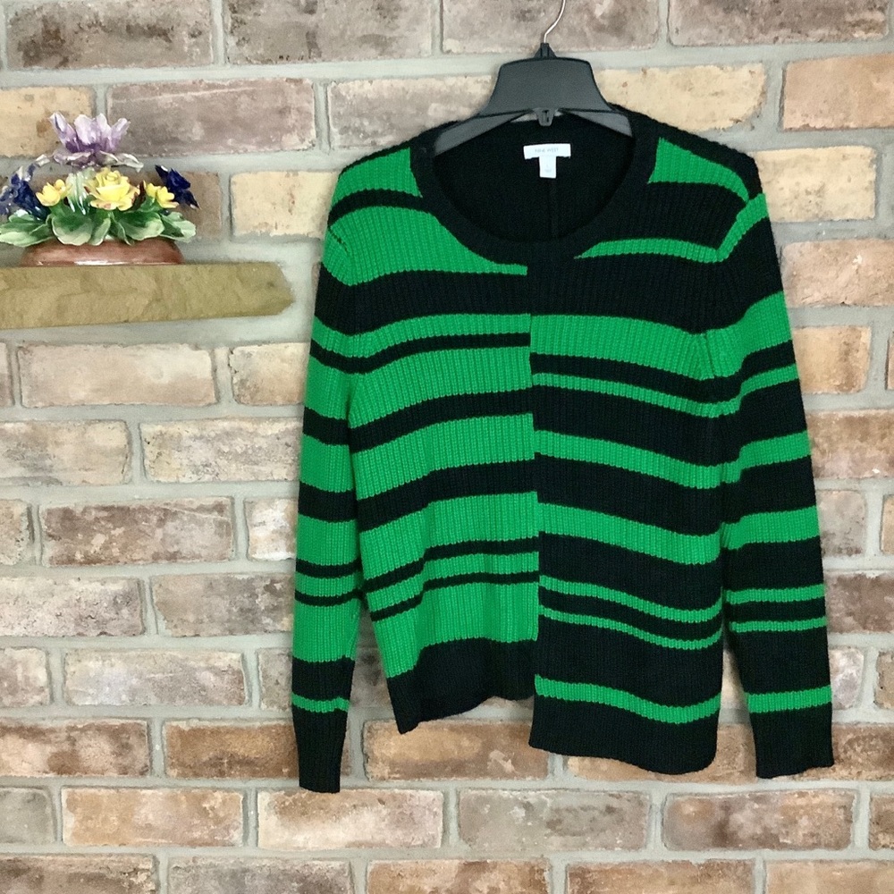 NINE WEST Striped Asymmetrical Knit Sweater SZ-L - Picture 8 of 9